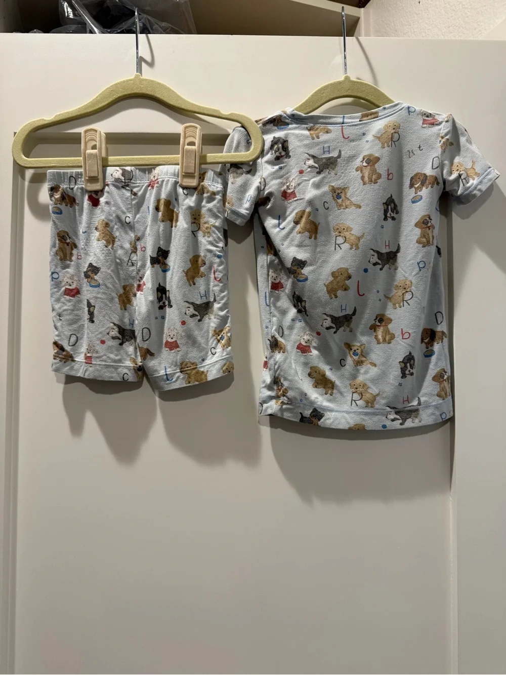 Angel Dear Light Blue Puppy Print Short Pajama Set